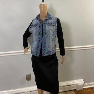 Vans Denim Vest Distressed Size S 100% Cotton